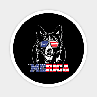 Proud Border Collie American Flag Merica dog Magnet